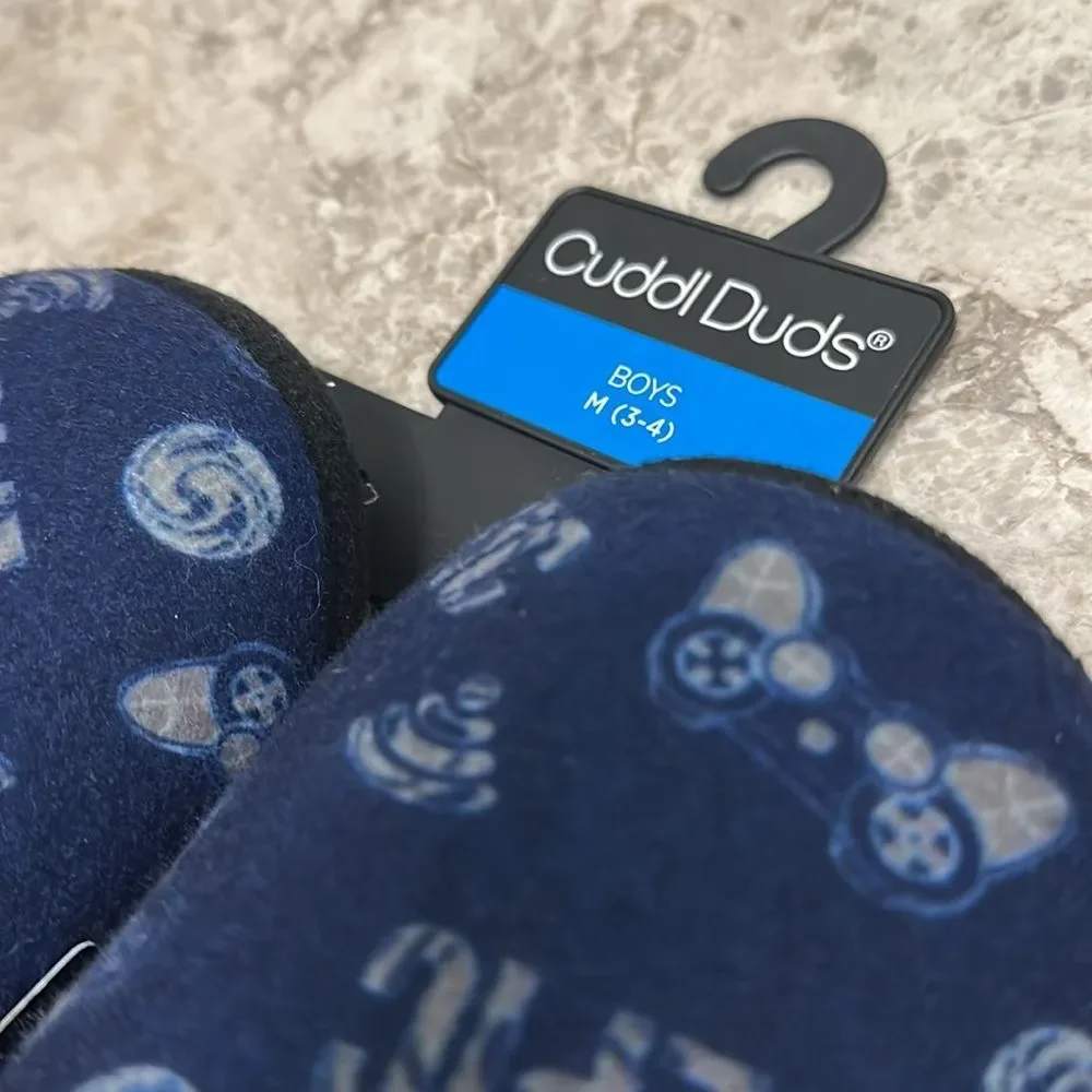 Cuddl Duds Boys Printed Epic Gamer Fleece Clog Slipper NEW M (3-4)